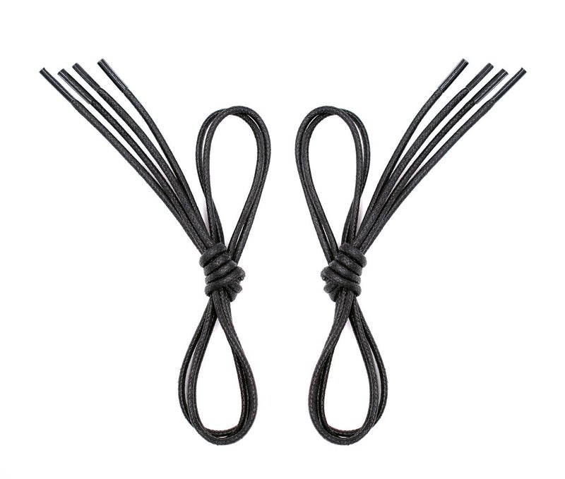 VSUDO 36" Inch Premium Waxed Dress Shoelaces, 3/32" Thick Shoe Laces for Boots Oxford or Dress Shoes (2Pairs-Black-91CM) - Image 1